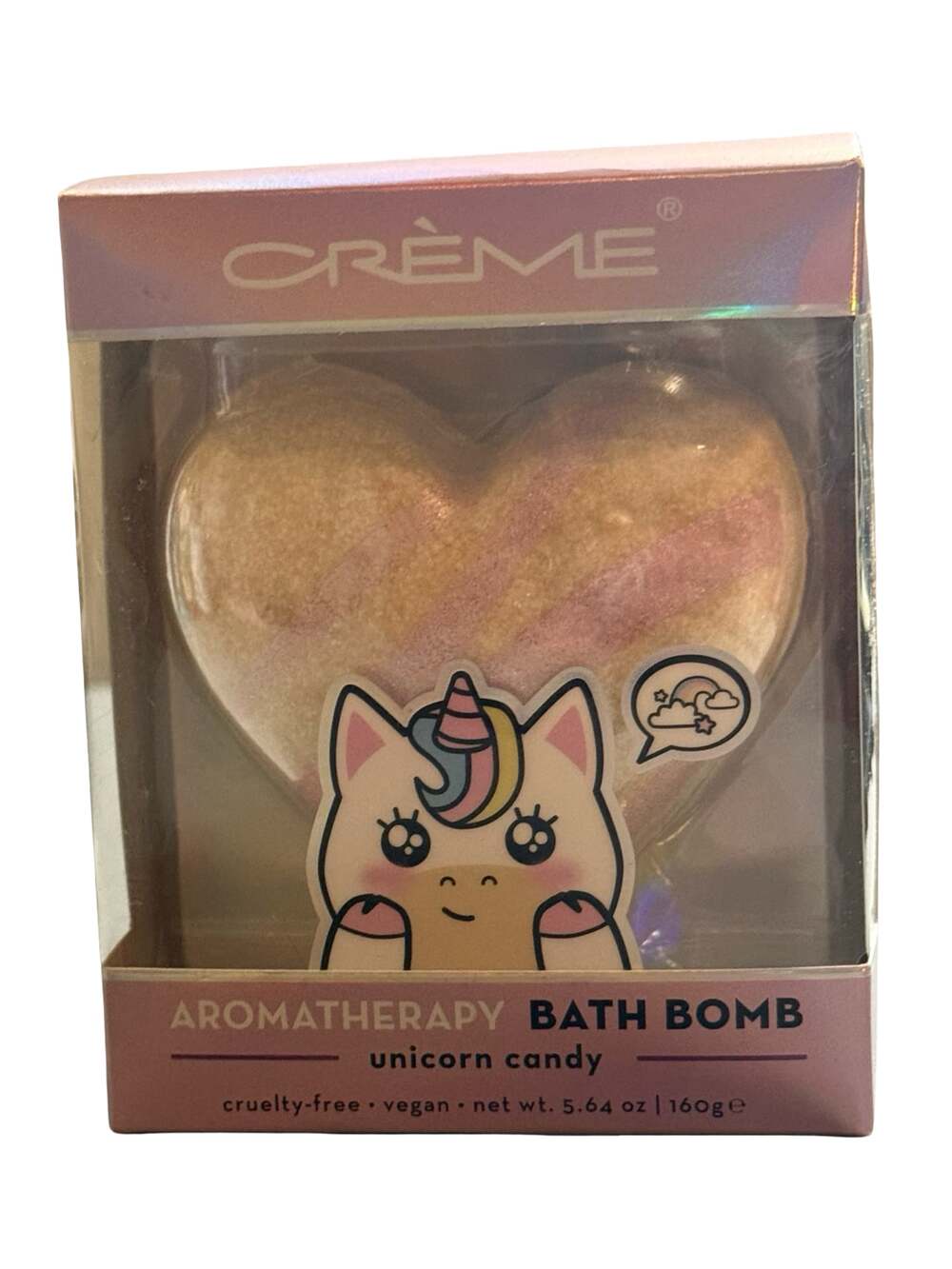 The Crème Shop Unicorn Candy Aromatherapy Heart Bath Bomb 5.64 oz NIB
